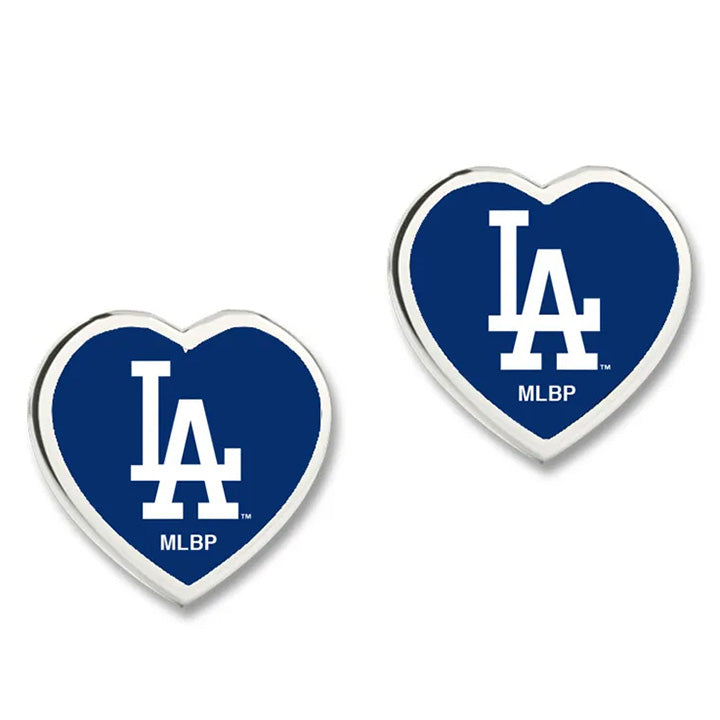 Los Angeles Dodgers Earrings w/3D Heart