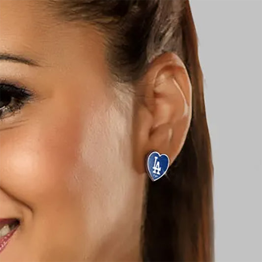 Los Angeles Dodgers Earrings w/3D Heart