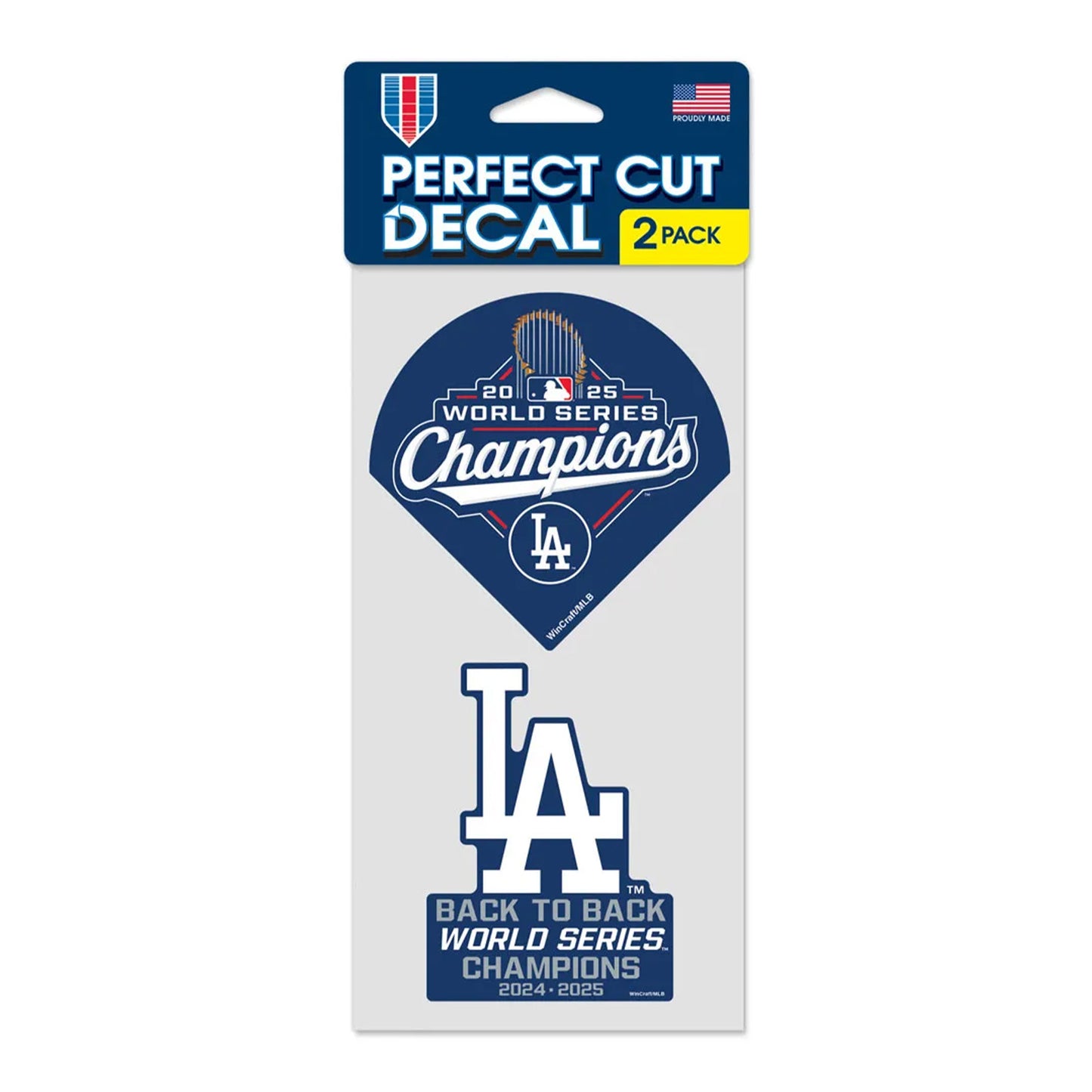 World Series Champions Los Angeles Dodgers Perfect Cut Decal Set of two 4"x4"