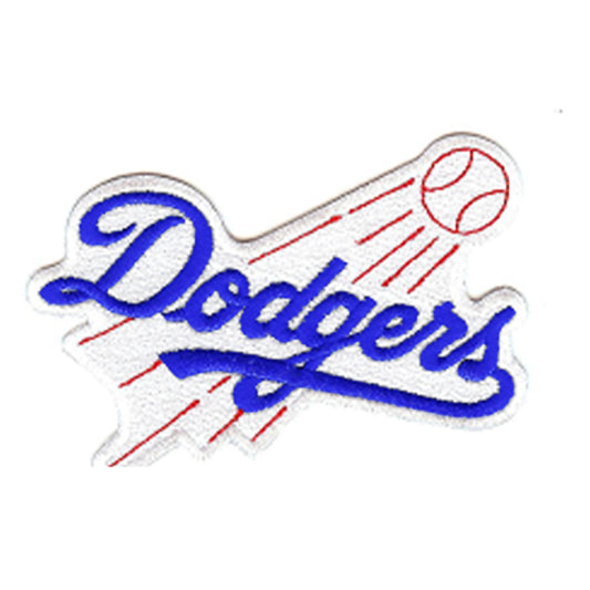 Los Angeles Dodgers Primary Logo, 4 1/4" Wide, 100% Embroidery, Knife Cut to Shape, Collector Patch Backing